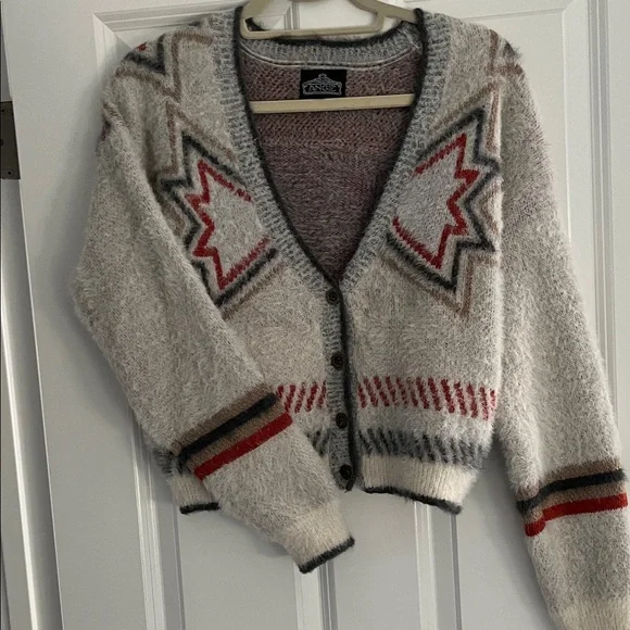 Angie Cream and Red Geometric Cardigan - Picture 3 of 5